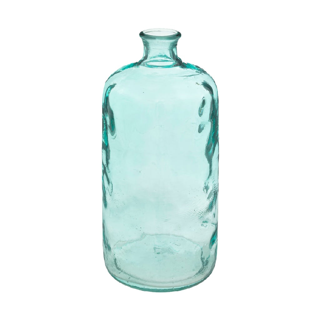 Jarrón decorativo alto de vidrio transparente verde agua