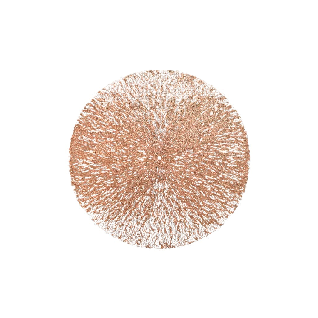 Posavasos redondo de metal tejido color cobre